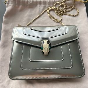BULGARI serpenti forever crossbody metallic silver